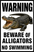 Warning Beware Of Alligators No Swimming 4x6 vinyl sticker