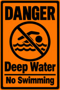 Danger Deep Water No Swimming 4x6 vinyl sticker