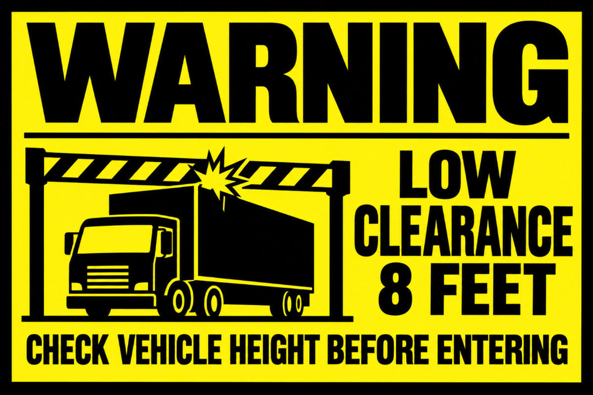 Warning Low Clearance 8 Feet 4x6 vinyl sticker