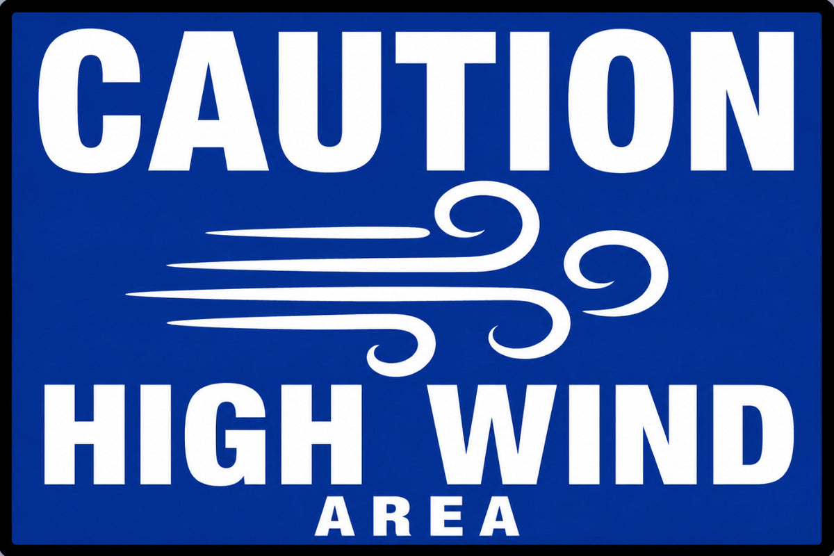 Caution High Wind Area 4x6 vinyl sticker