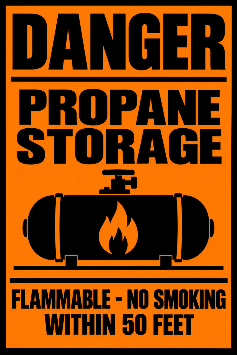Danger Propane Storage Flammable 4x6 vinyl sticker