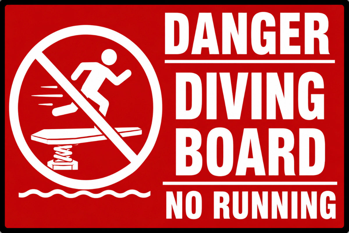 Danger Diving Board No Running 4x6 vinyl sticker