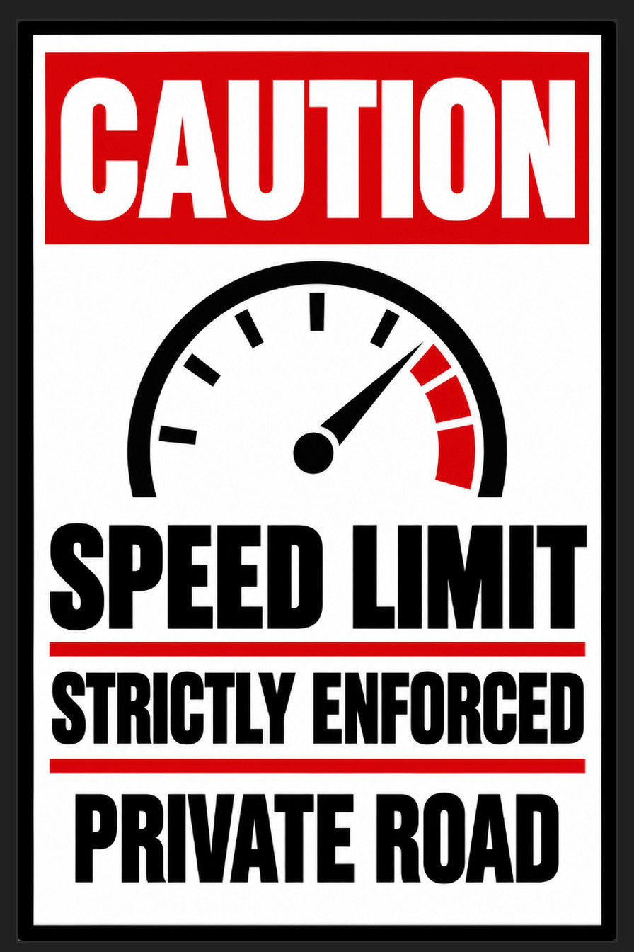 Caution Speed Limit Strictly Enforced Private Road 4x6 vinyl sticker