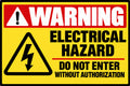 Warning Electrical Hazard Do Not Enter Without Authorization 4x6 vinyl sticker