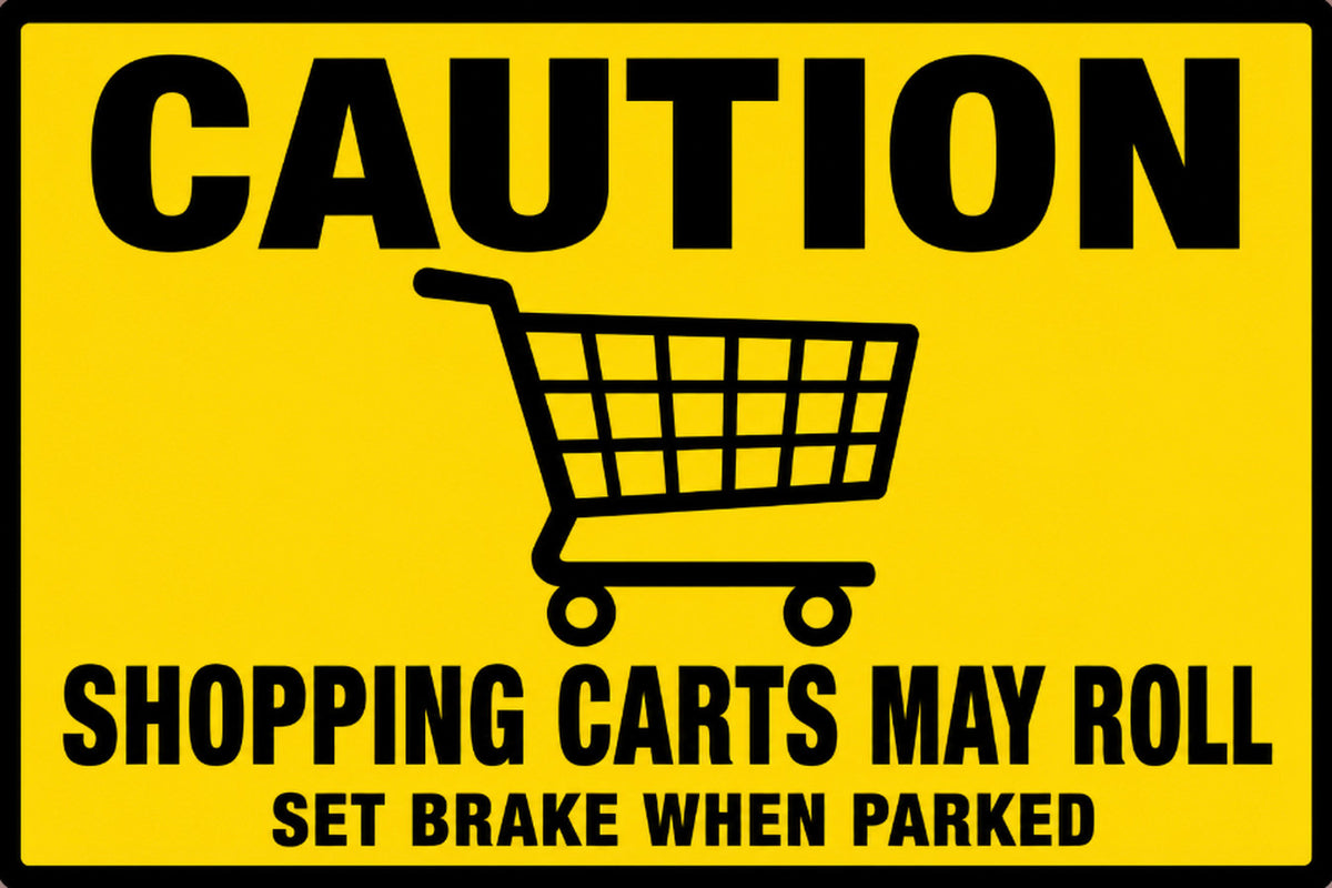 Caution Shopping Carts May Roll 4x6 vinyl sticker