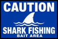 Caution Shark Fishing Bait Area 4x6 vinyl sticker