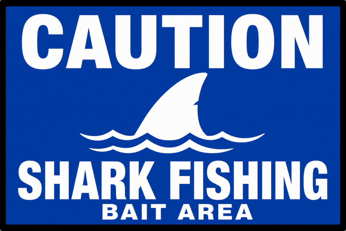 Caution Shark Fishing Bait Area 4x6 vinyl sticker