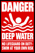 Danger Deep Water No Lifeguard 4x6 vinyl sticker
