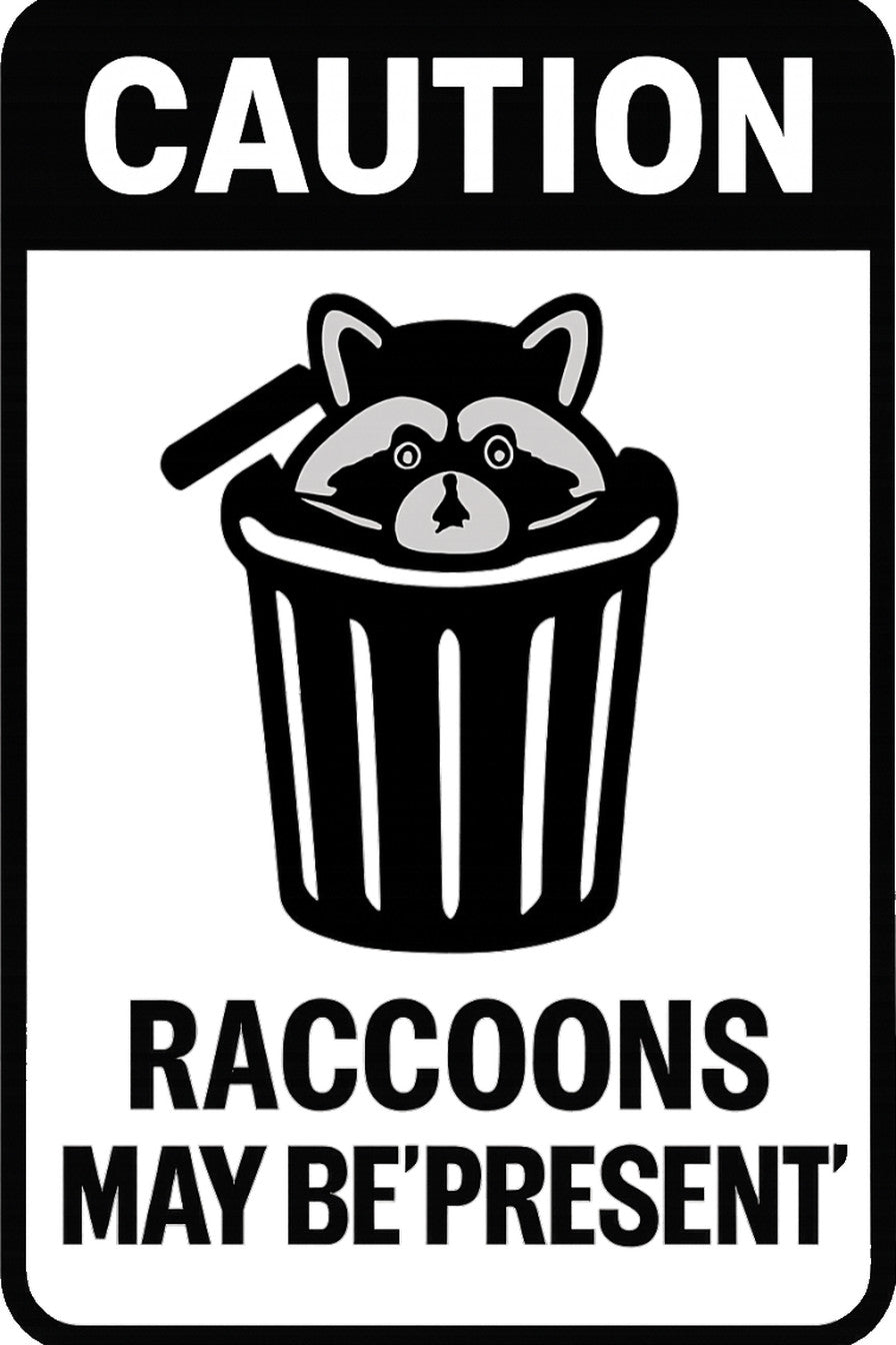 Caution Raccoons May Be Present 4x6 vinyl sticker