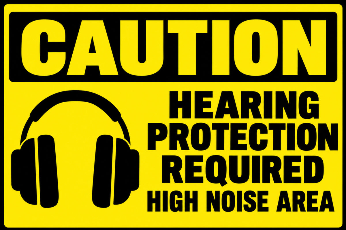 Caution Hearing Protection Required High Noise Area 4x6 vinyl sticker