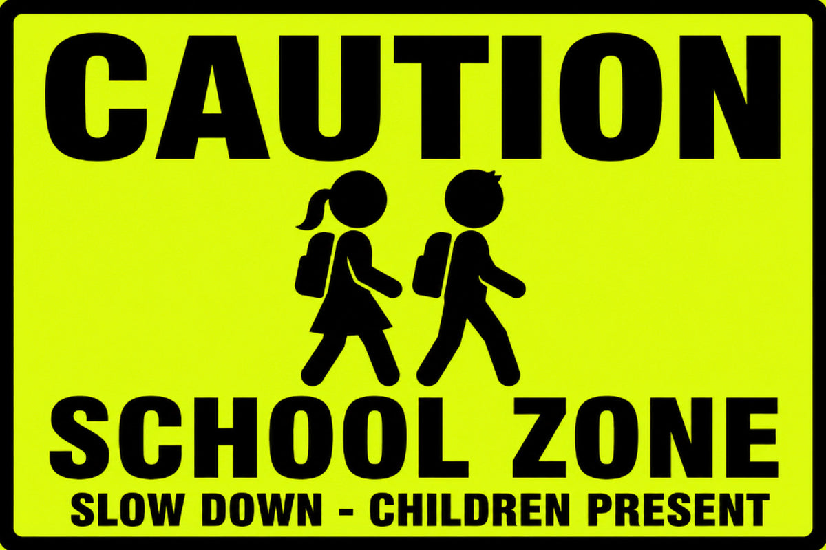 Caution School Zone Slow Down 4x6 vinyl sticker