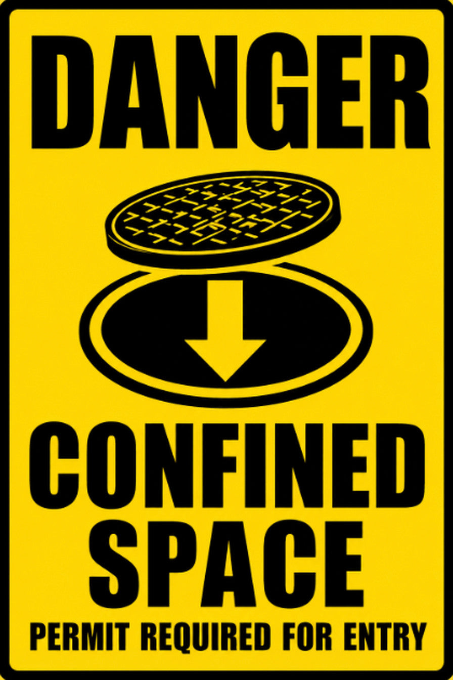 Danger Confined Space Permit Required Entry 4x6 vinyl sticker