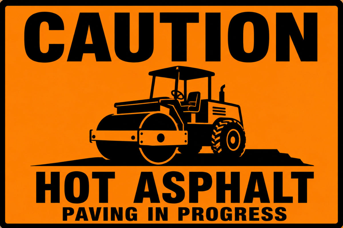 Caution Hot Asphalt Paving In Progress 4x6 vinyl sticker