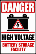 Danger High Voltage Battery Storage Facility 4x6 vinyl sticker