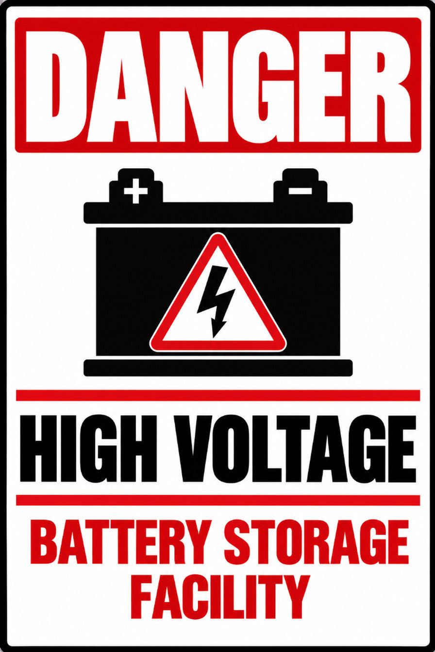 Danger High Voltage Battery Storage Facility 4x6 vinyl sticker
