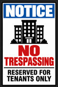 Notice No Trespassing Reserved for Tenants Only 4x6 vinyl sticker