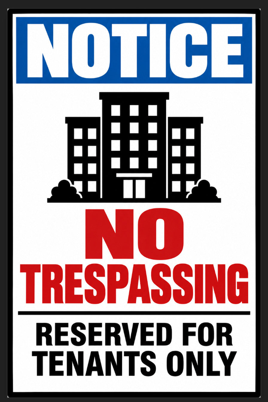 Notice No Trespassing Reserved for Tenants Only 4x6 vinyl sticker