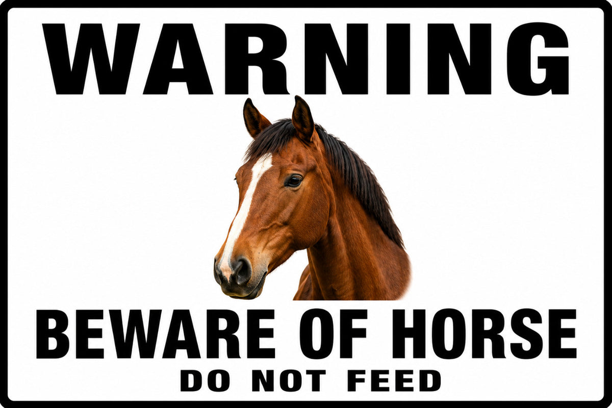 Warning Beware Of Horse Do Not Feed 4x6 vinyl sticker