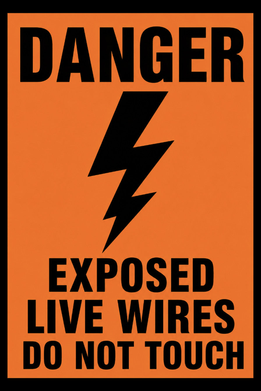Danger Exposed Live Wires Do Not Touch 4x6 vinyl sticker