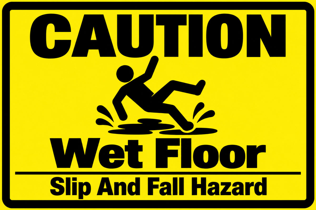 Caution Wet Floor Slip And Fall Hazard 4x6 vinyl sticker