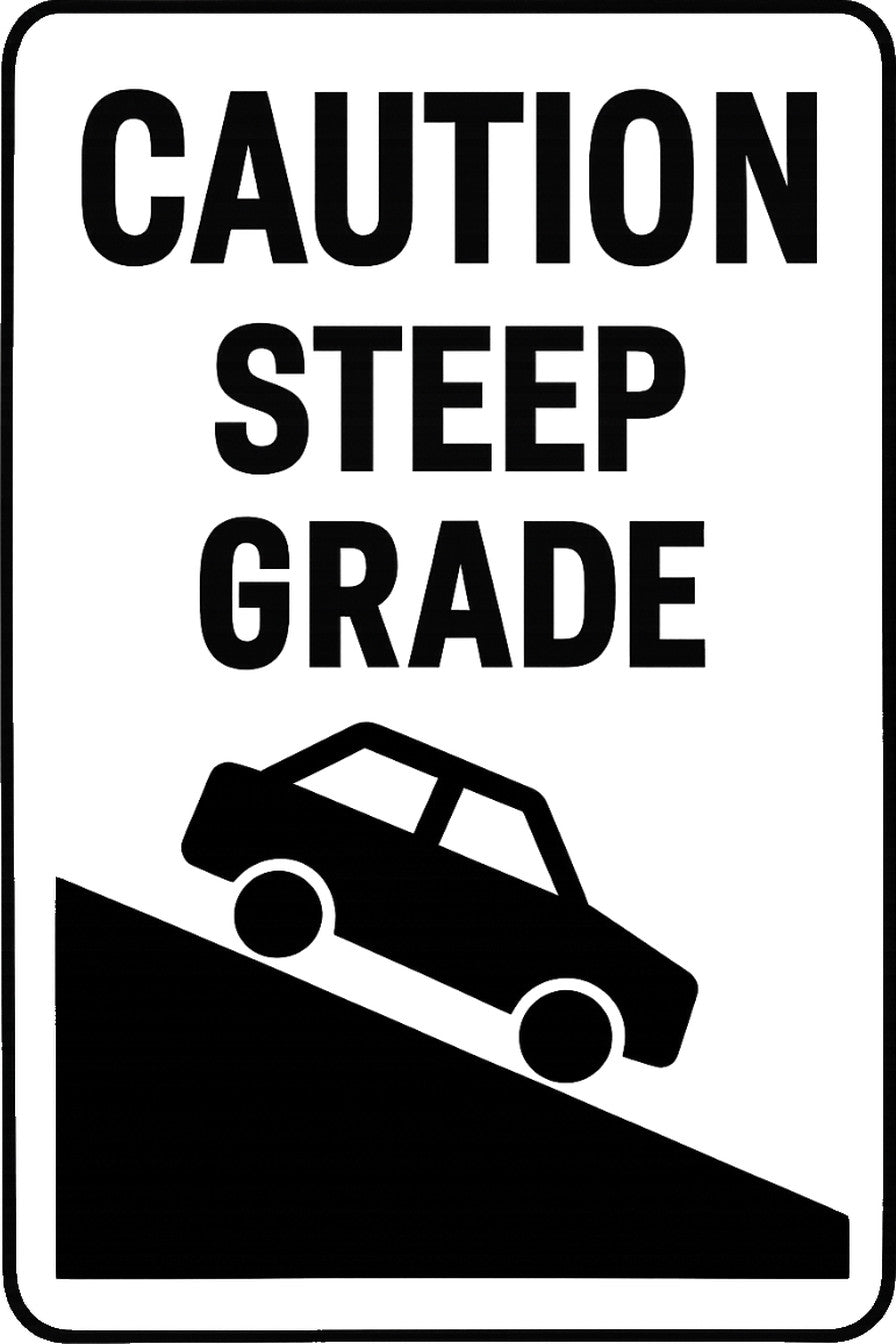 Caution Steep Grade 4x6 vinyl sticker