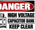 Danger High Voltage Capacitor Bank Keep Clear 4x6 vinyl sticker