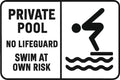 Private Pool No Lifeguard 4x6 vinyl sticker