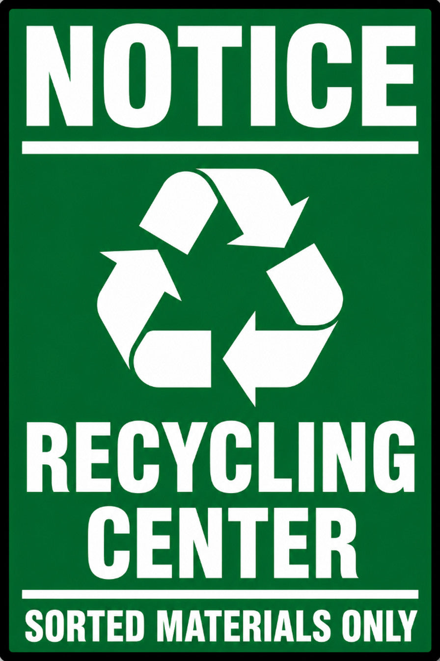 Notice Recycling Center Sorted Materials Only 4x6 vinyl sticker