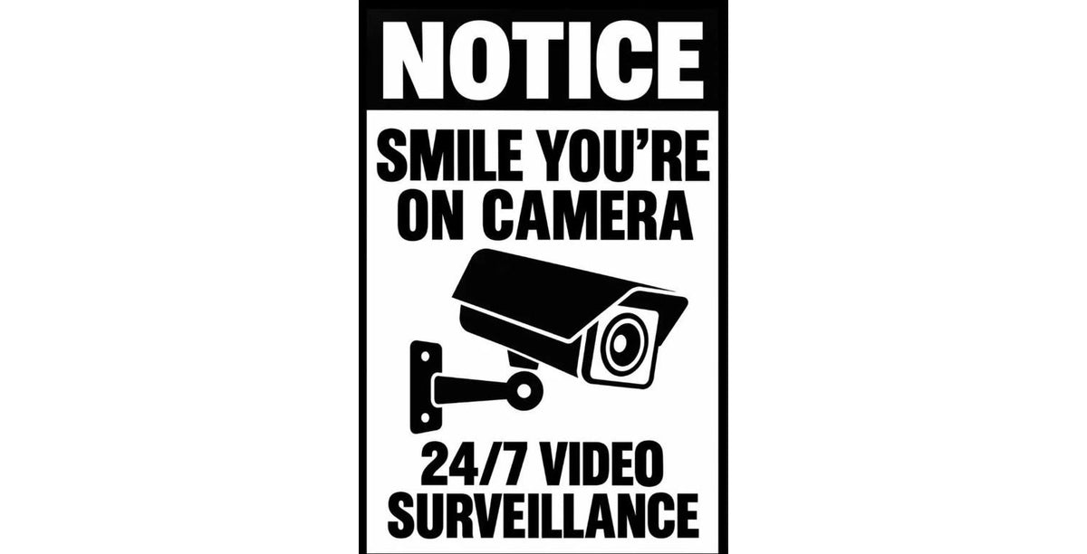 Notice Smile You're On Camera 24/7 Video Surveillance 4x6 vinyl sticker