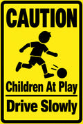 Caution Children At Play Drive Slowly 4x6 vinyl sticker