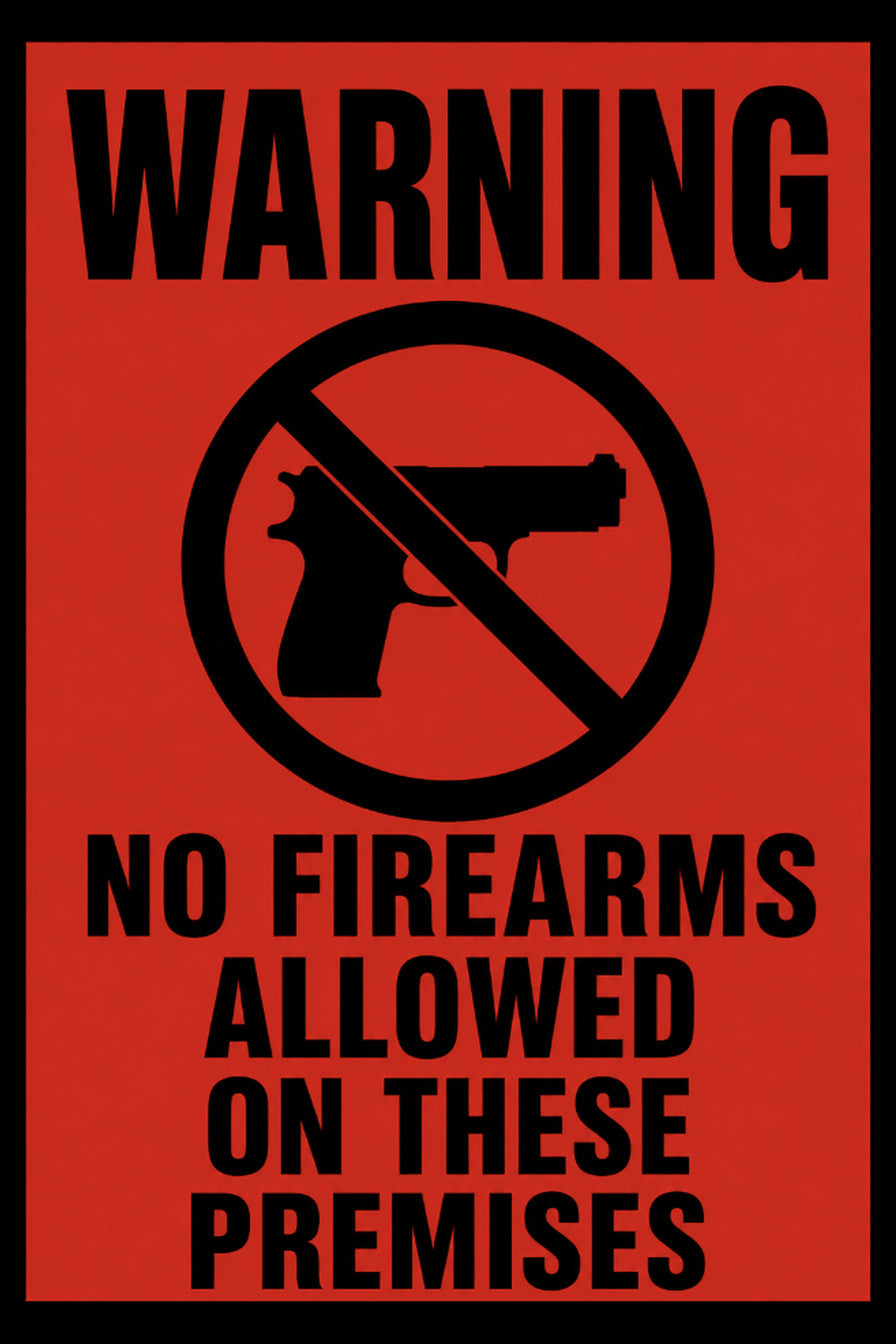 Warning No Firearms Allowed On These Premises 4x6 vinyl sticker