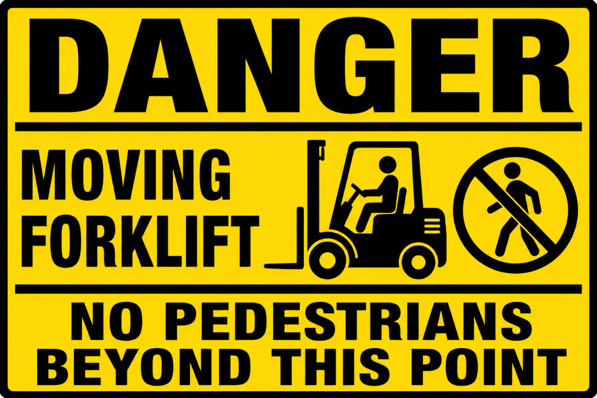 Danger Moving Forklift No Pedestrians 4x6 vinyl sticker