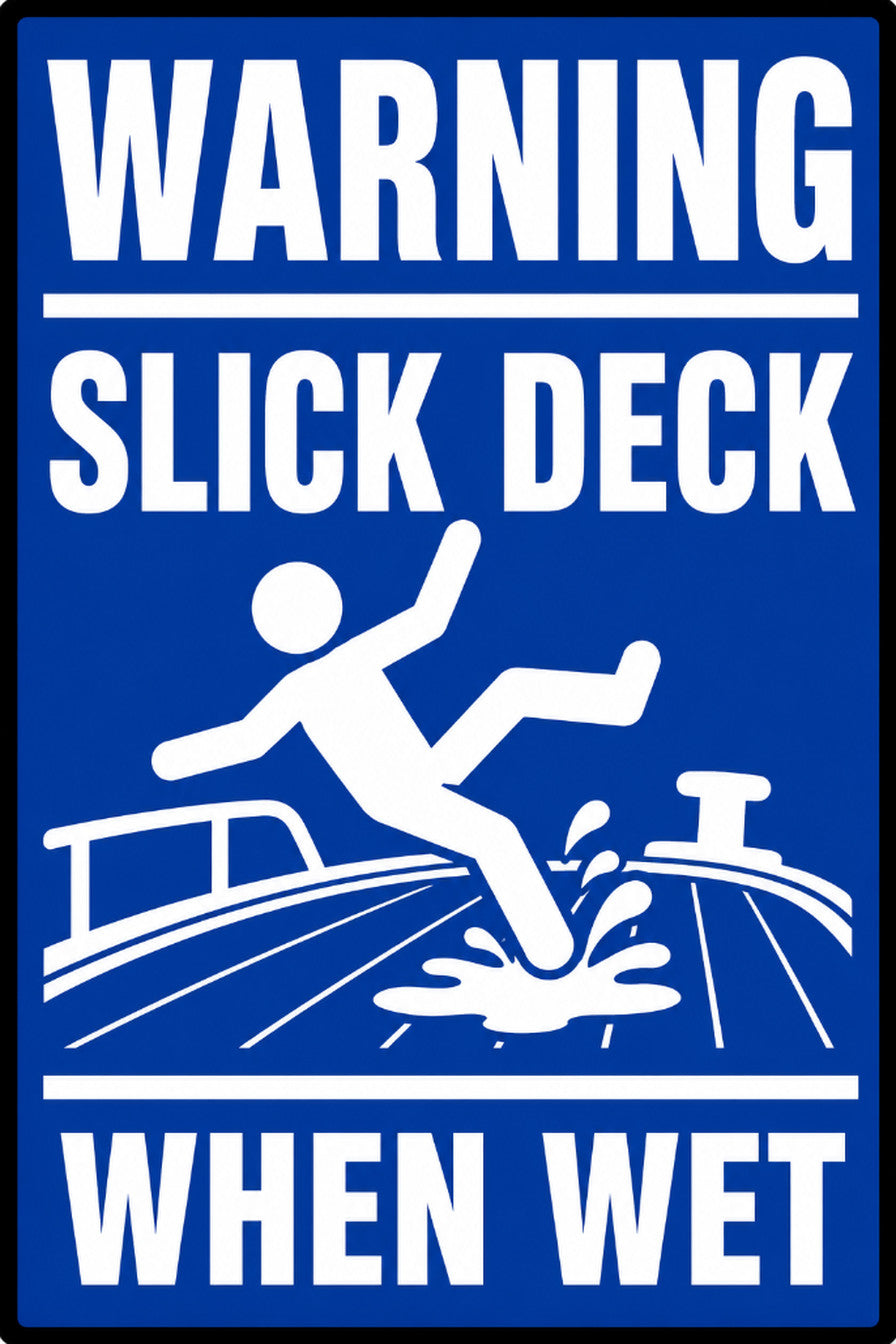 Warning Slick Deck When Wet 4x6 vinyl sticker
