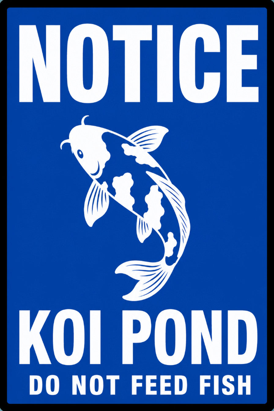 Notice Koi Pond Do Not Feed Fish 4x6 vinyl sticker