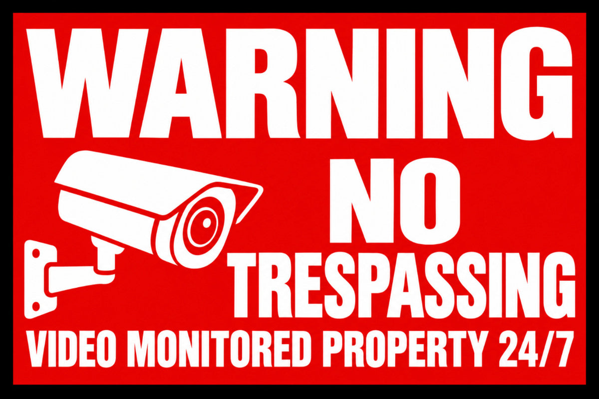 Warning No Trespassing Video Monitored Property 24/7 4x6 vinyl sticker