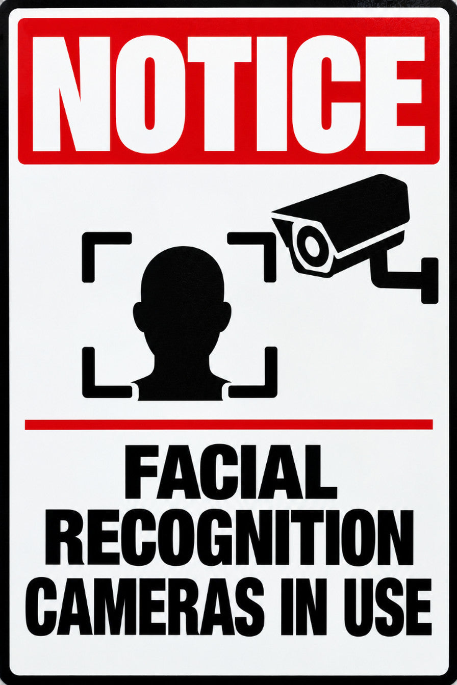 Notice Facial Recognition Cameras In Use 4x6 vinyl sticker