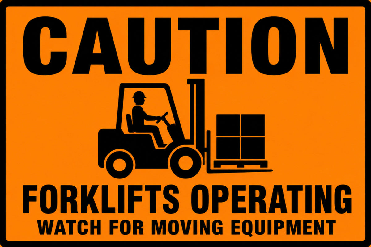 Caution Forklifts Operating 4x6 vinyl sticker