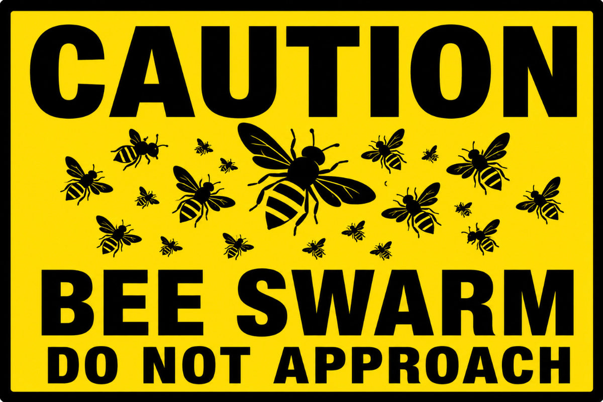 Caution Bee Swarm Do Not Approach 4x6 vinyl sticker
