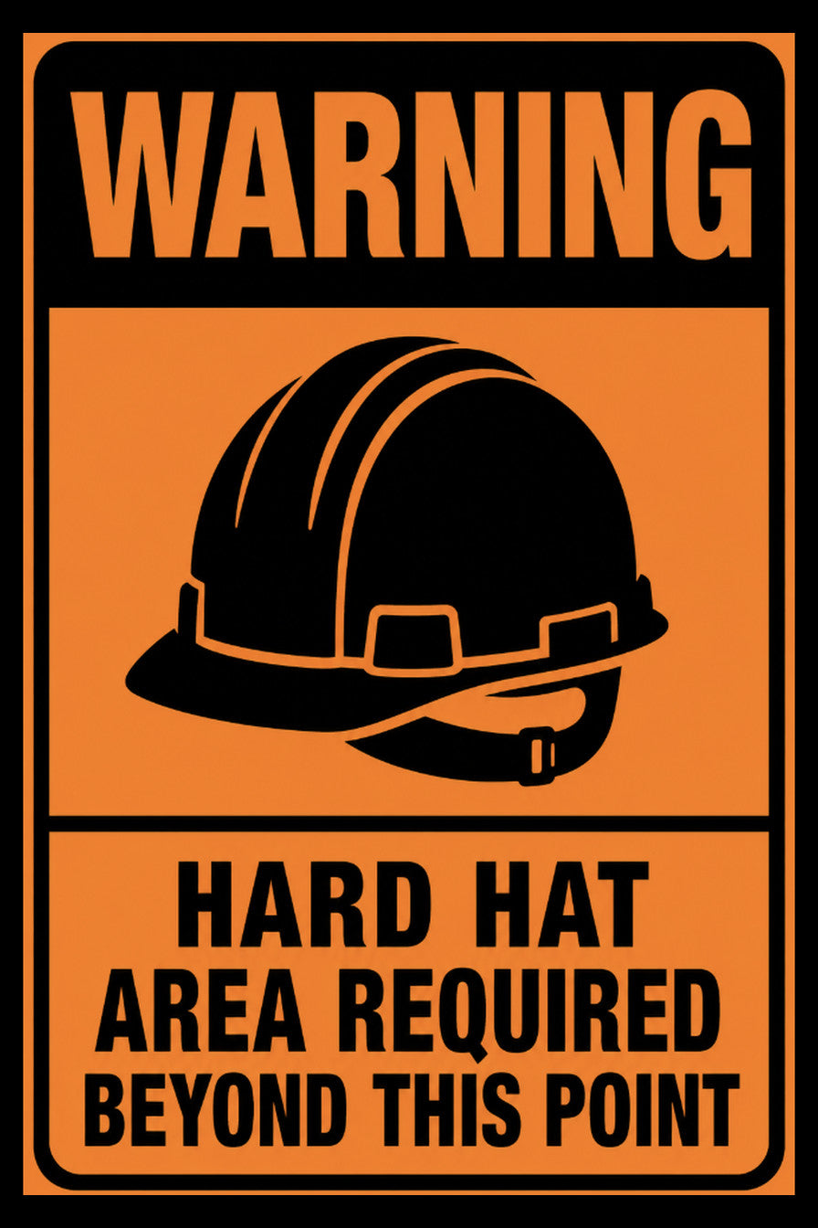 Warning Hard Hat Area Required 4x6 vinyl sticker