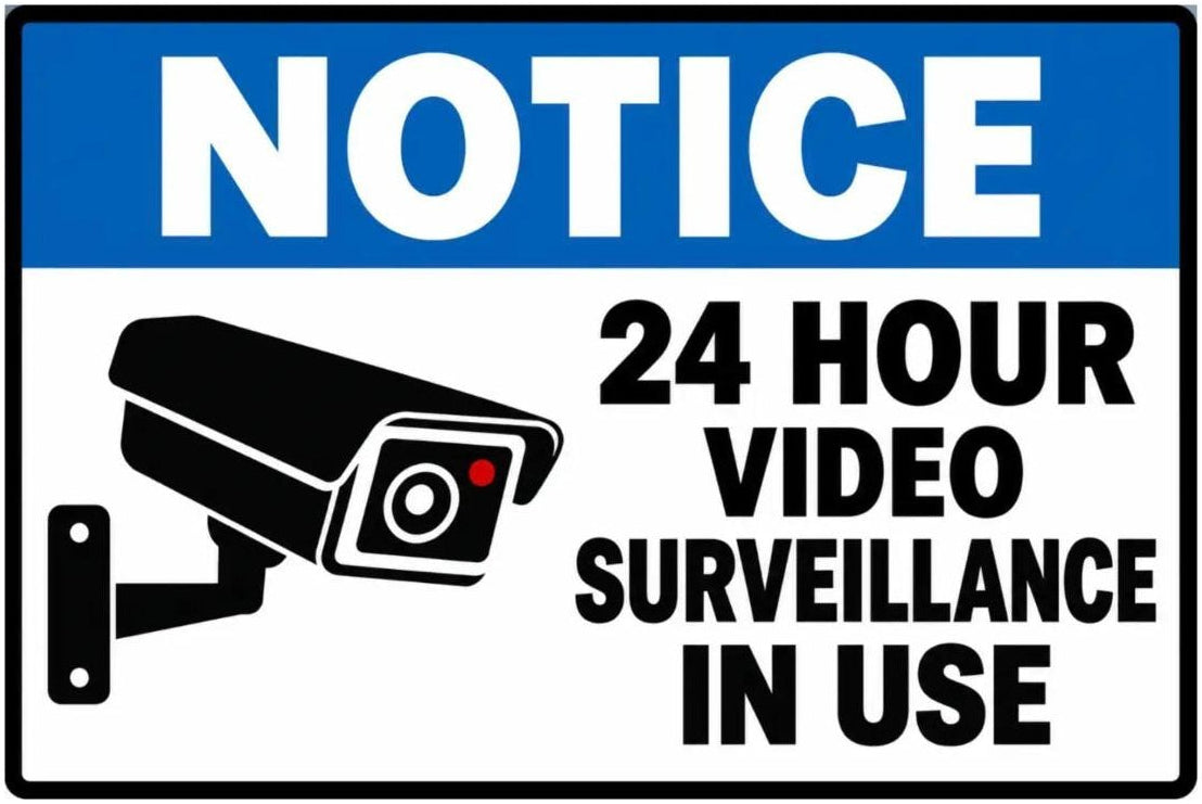 Notice 24 Hour Video Surveillance In Use 4x6 vinyl sticker