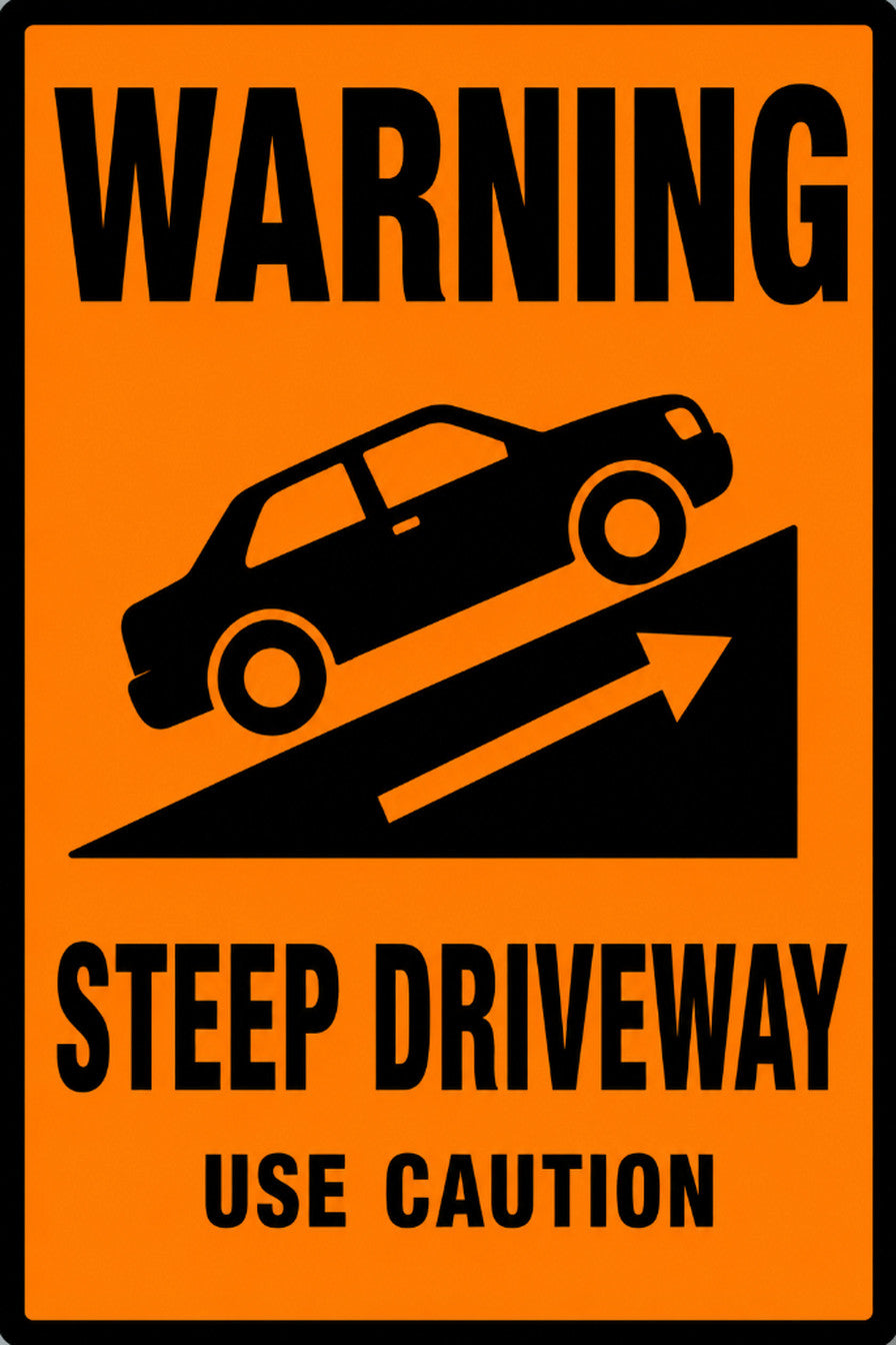 Warning Steep Driveway 4x6 vinyl sticker