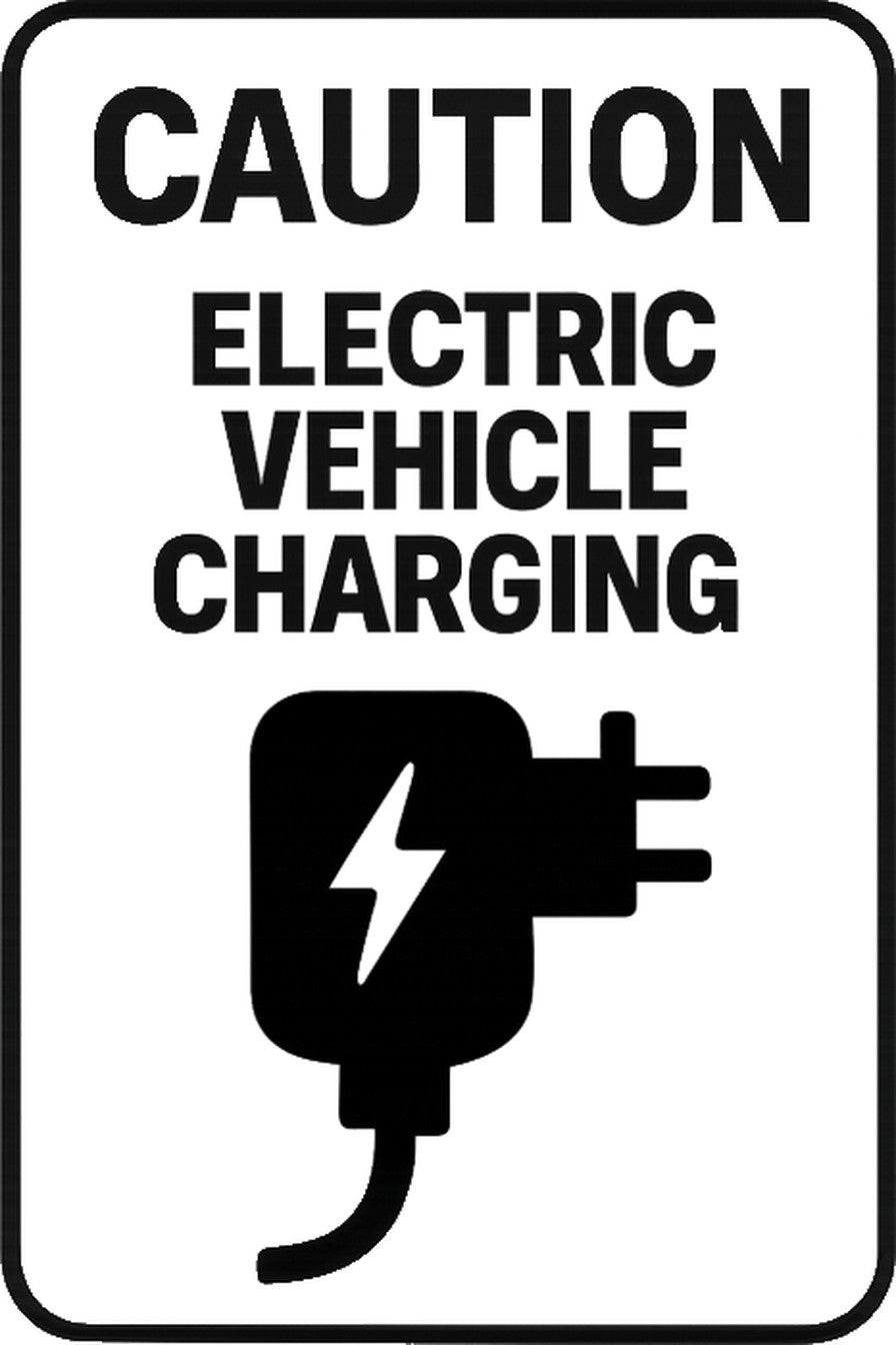 Caution Electric Vehicle Charging 4x6 vinyl sticker