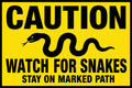 Caution Watch For Snakes Stay On Marked Path 4x6 vinyl sticker