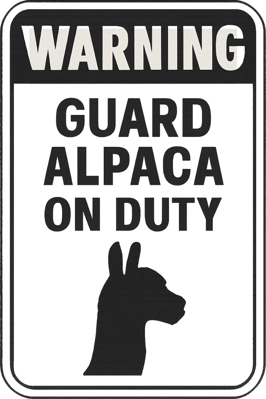 Warning Guard Alpaca On Duty 4x6 vinyl sticker