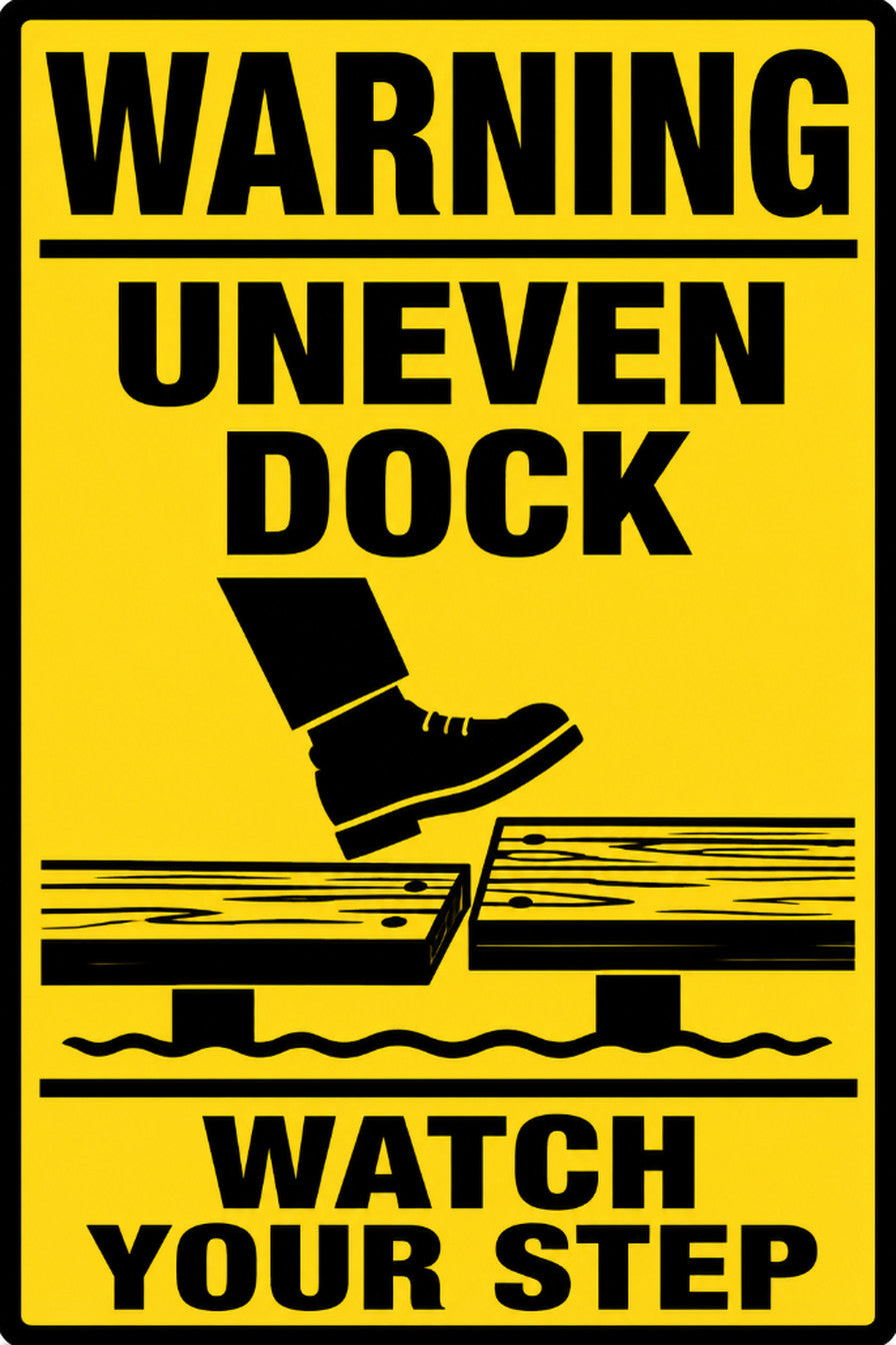 Warning Uneven Dock Watch Your Step 4x6 vinyl sticker