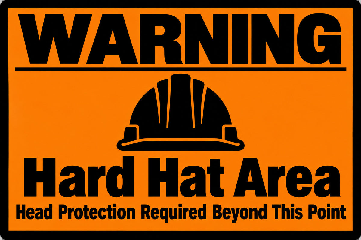 Warning Hard Hat Area Required Beyond This Point 4x6 vinyl sticker