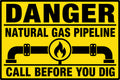 Danger Natural Gas Pipeline Call Before You Dig 4x6 vinyl sticker