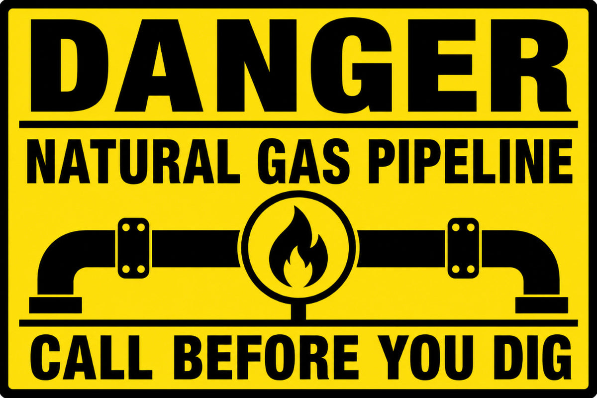 Danger Natural Gas Pipeline Call Before You Dig 4x6 vinyl sticker