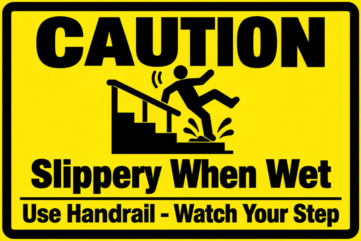 Caution Slippery When Wet Use Handrail Watch Your Step 4x6 vinyl sticker