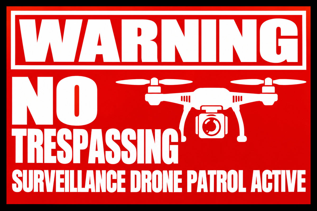 Warning No Trespassing Surveillance Drone 4x6 vinyl sticker